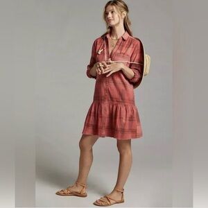 Anthropologie Pilcro Tangier Mini
Shirt Dress Size:L (Flounced hem)
Cotton/Boho